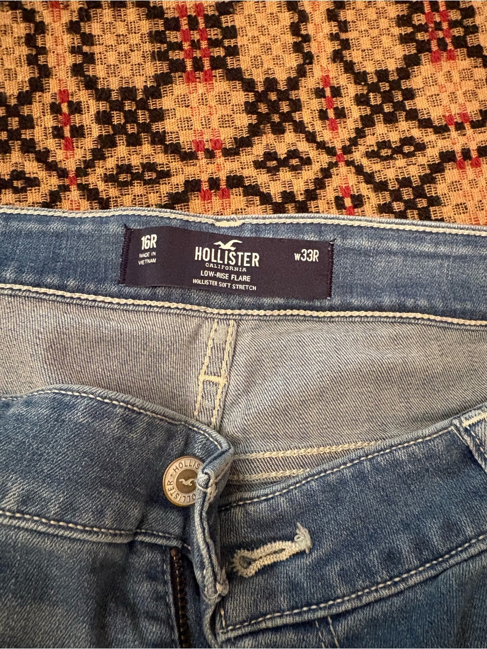 Hollister Low-Rise Flare Jeans in Light Wash Blue